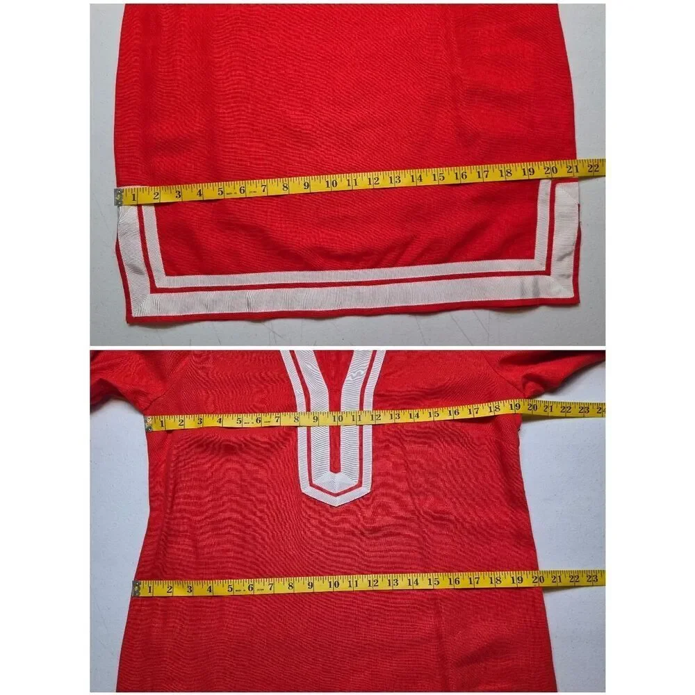 Karen Kane St. Tropez Red Tunic Dress with White Trim